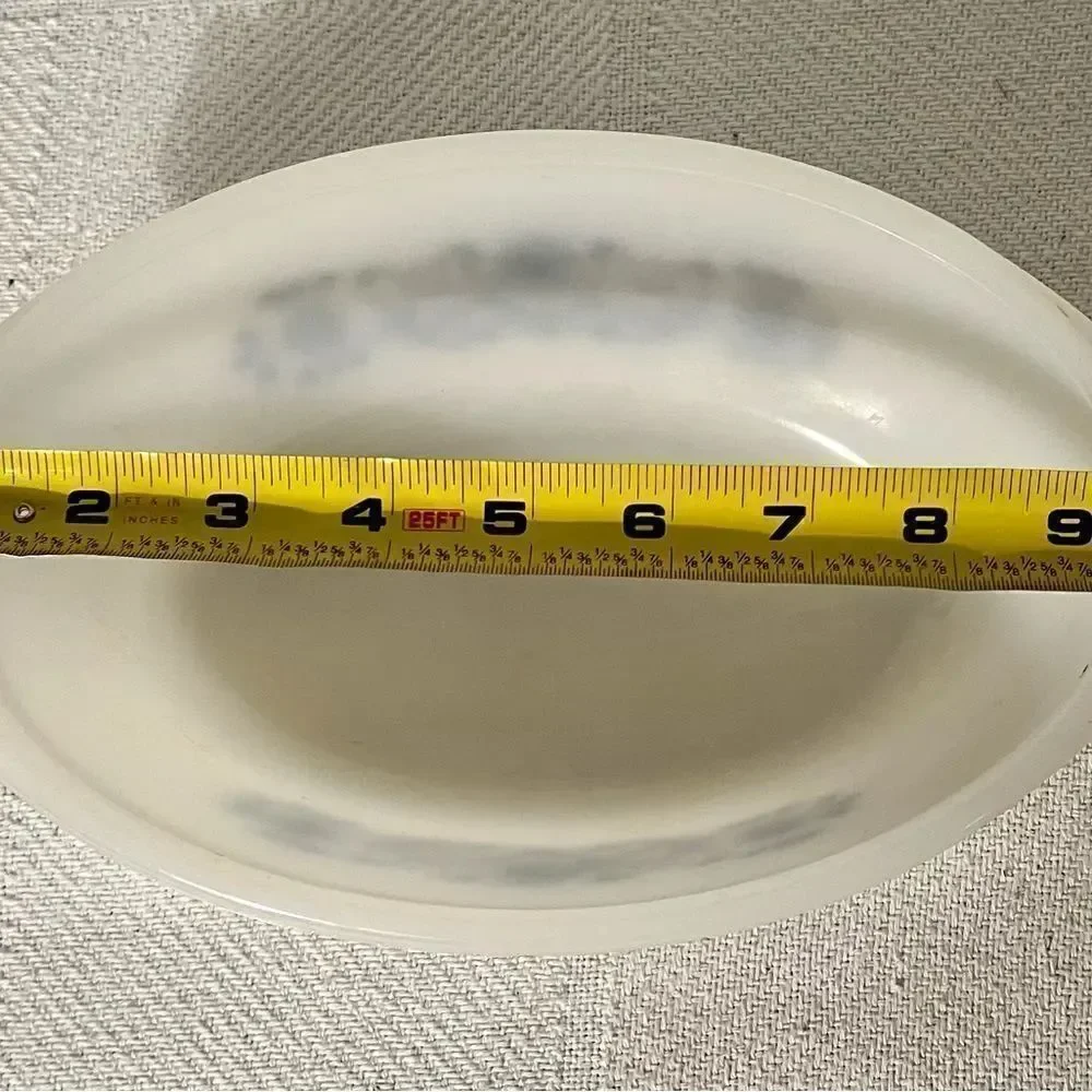 Glasbake 1 Qt Oval Casserole w/ Blue Daisy Floral Design.Used As Prop On TV Show